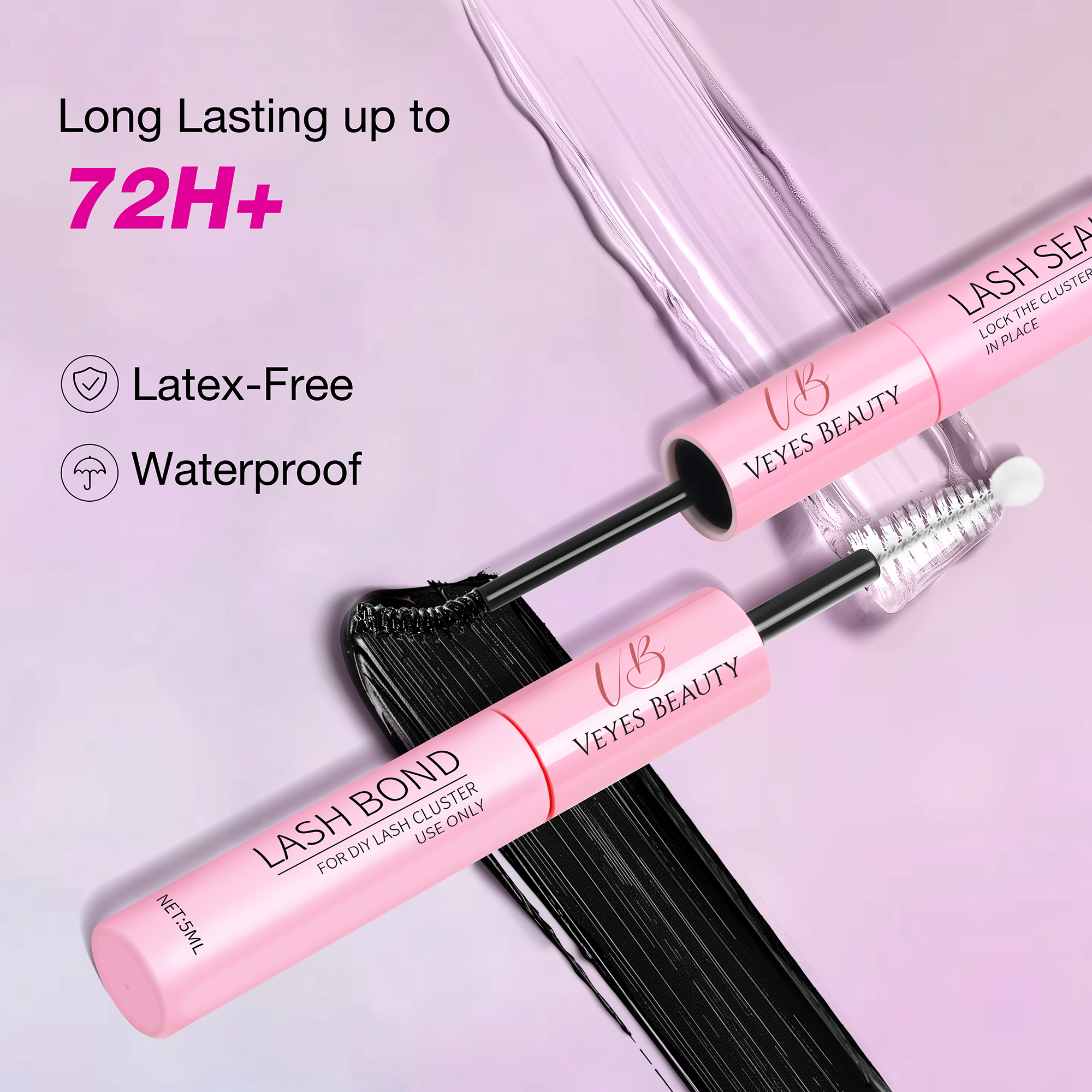 VeyesBeauty lash bond product with pink packaging